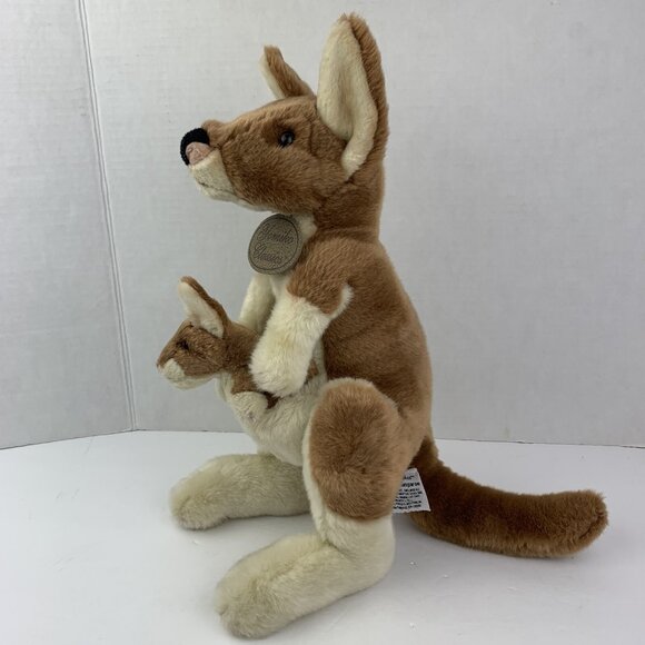 VTG Russ Berrie Mommy & Joey Kangaroo Pocket Plush Stuffed Animal 14" - Picture 2 of 9